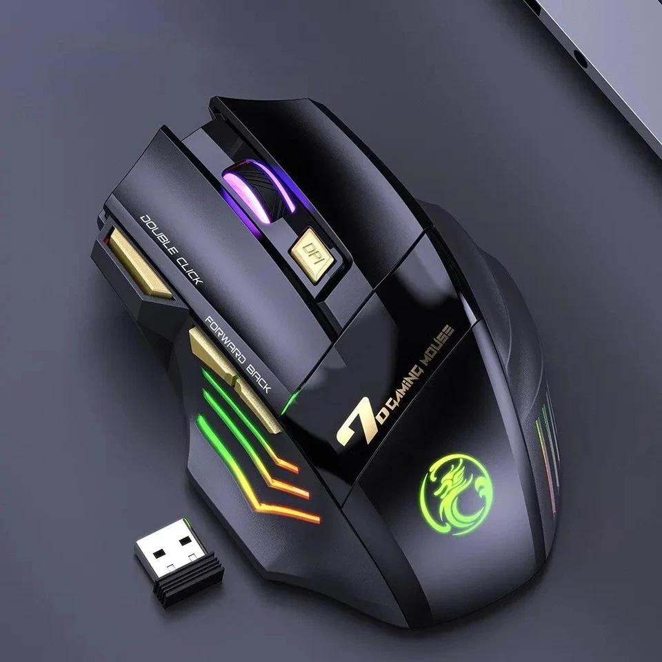 Rechargeable Wireless Gaming Mouse RGB Light Dual Mode Bluetooth & 2.4G 3200 DPI - Image 3 of 4