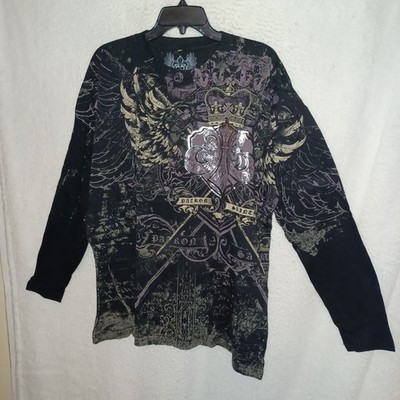 AXR Xzavier Men 2XL Patron Saint Black Long Sleeves Shirt Black