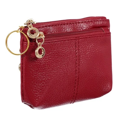 Für Coin Purse 5" x 3.5" Leder Geldbeutel Kleine Tasche Rot - Bild 1 von 4