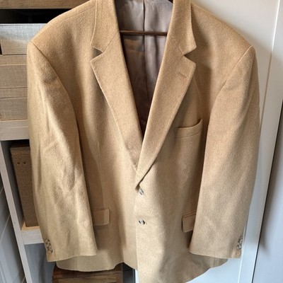 Vintage George Barry Camel Blazer Sport Coat 52R Made in USA Beige Tan