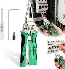 8-In-1 Wire Crimper Stripper with Voltage Detector  Dual Alarms