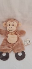 Doudou plat singe Monkey beige 2 anneaux dentition ACTION Doux Tbé 