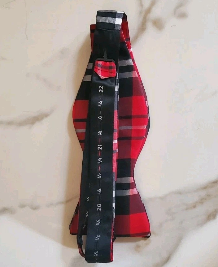 Red/Black Self Tie Plaid Bow Tie - Image 2 of 3