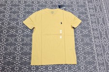 New Polo Ralph Lauren Men's V-Neck Tee T-Shirt - SMALL - Yellow with Navy Logo