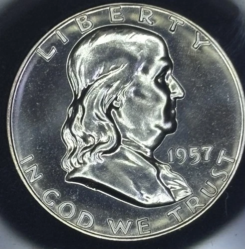 1957 Ben Franklin Half Dollar 90% Silver Proof Beautiful Coin