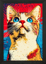 Pop Art Cat Portrait Framed Wall Art Poster Canvas Print Picture