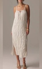 NWT J. Crew Crinkled Side-Slit Midi Dress in Natural Size Small New With Tags