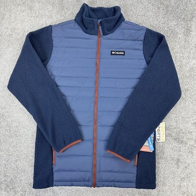 Columbia Jacket Mens Small Navy Juniper Peak Hybrid TurboDown Zip Fleece XM6718