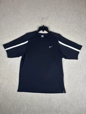 Nike Fit Dry Black Athletic White Trim Accent T Shirt  Golf Outdoor Sport