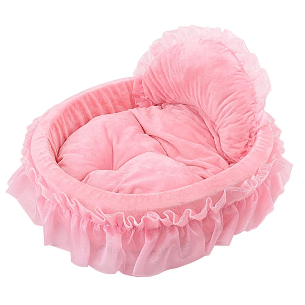 Cute Princess Pet Bed Bow-TIE Lace Cat Sofa Soft Plush Small Dog Cushion Bed ...