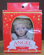 USED / Angel Head Hands Set Doll Making Fibre Crafts Short Blonde Hair Blue Eyes