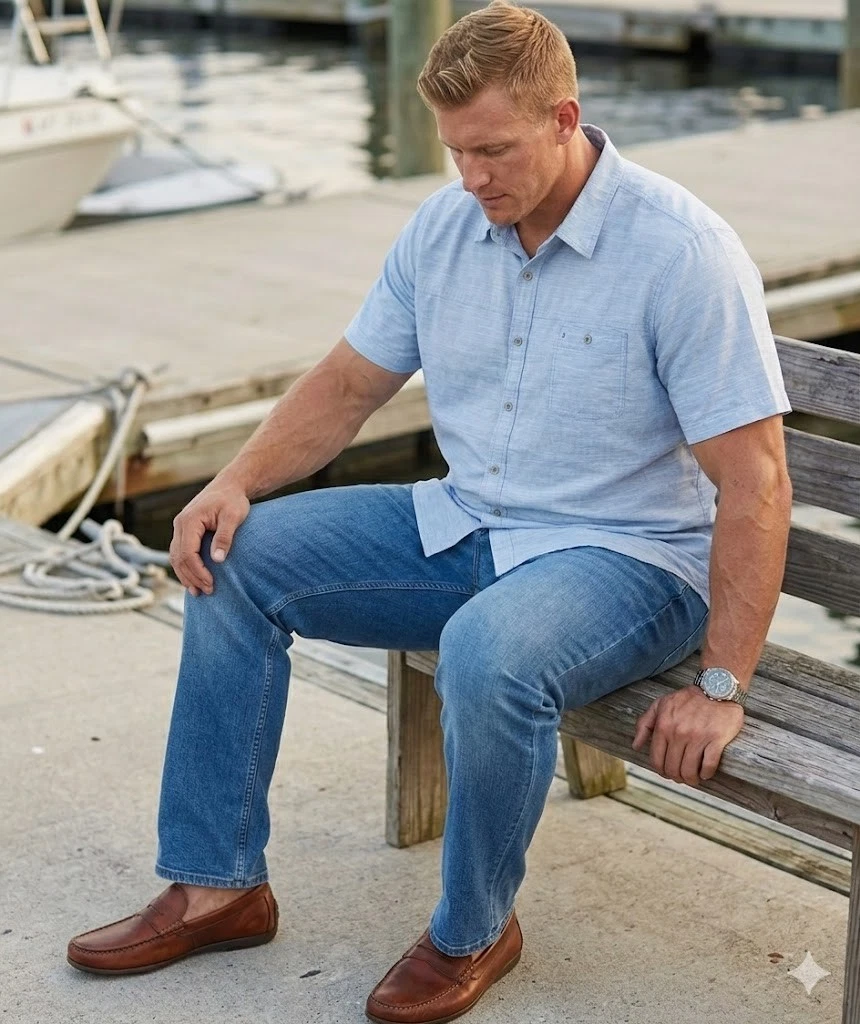 Izod Sltwtr Dockside Shirt Short Sleeve Button Blue Micro Stripe 2XL New $60