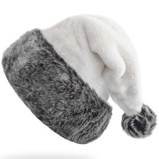 Black Christmas Hats for Adults Plush Black Santa Hat Xmas Halloween Fluffy San