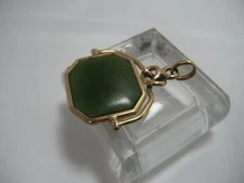 Antique Victorian 14k Gold Lover's Knot Jade Spinner pocket watch Fob Pendant