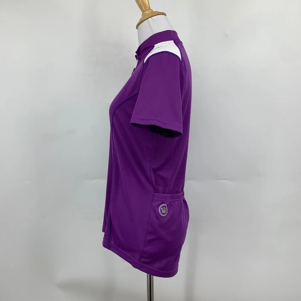 Camiseta de ciclismo Canari para mujer S pequeña púrpura cuarto cremallera cuello falso corte caído Foto 4 de 4