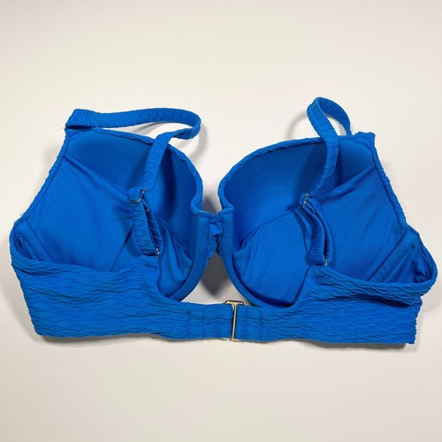 Victoria Secret 36D TWIST FRONT Push Up Bikini Top Underwire Textured Blue - Picture 5 of 7