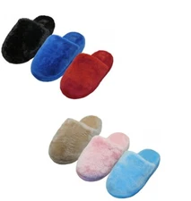 Women's Plush Close Toe Open Back House Slippers Assorted Solid Colors S M L XL