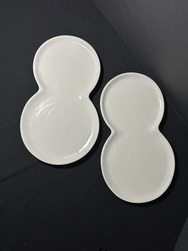 2 CRATE & BARREL BARBARA EIGEN GEOMETRIC SANDWICH TRAY FOR MID CENTURY MODERN - Picture 1 of 5