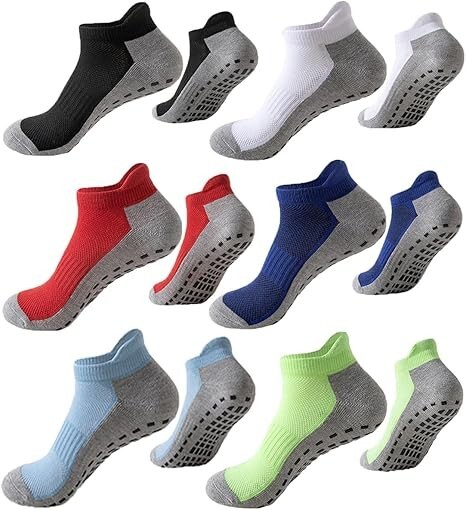 6 Pairs Grip Socks Pilates Yoga Socks Non Slip Low Cut Ankle Socks Sports New