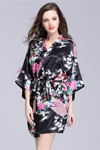 Women Gown Vintage Sleepwear Bridal Wedding Bridesmaid Robes Kimono FLORAL SATIN - Picture 45 of 54