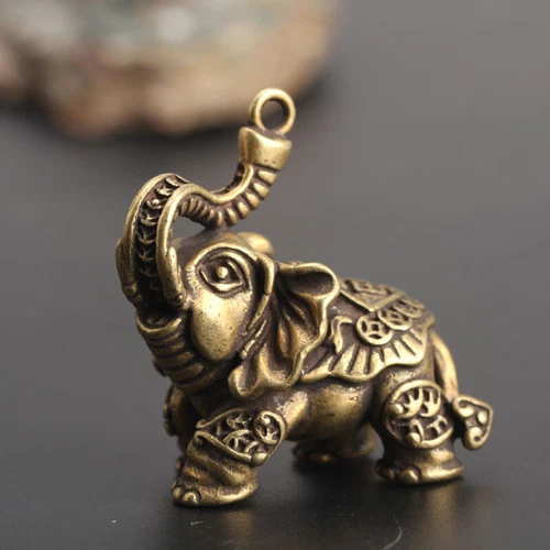 Collectable Antique Retro Copper Elephant Keychain Pendant Creative Decoration - Picture 1 of 10