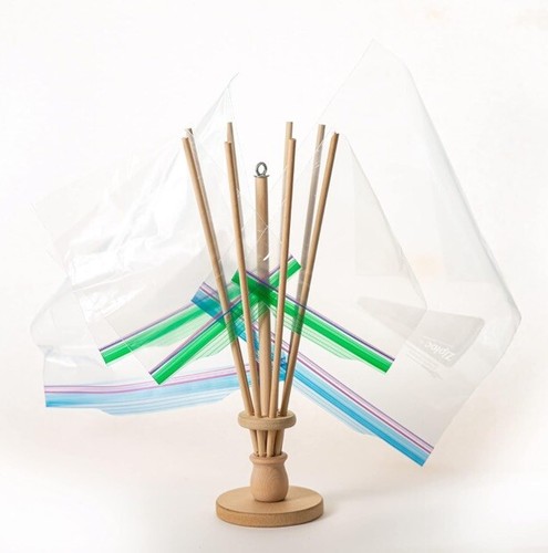 Eco-Friendly Wooden 8-Arm Bag Holder and Bottle Dryer Minimal Assembly Required - Picture 4 of 9