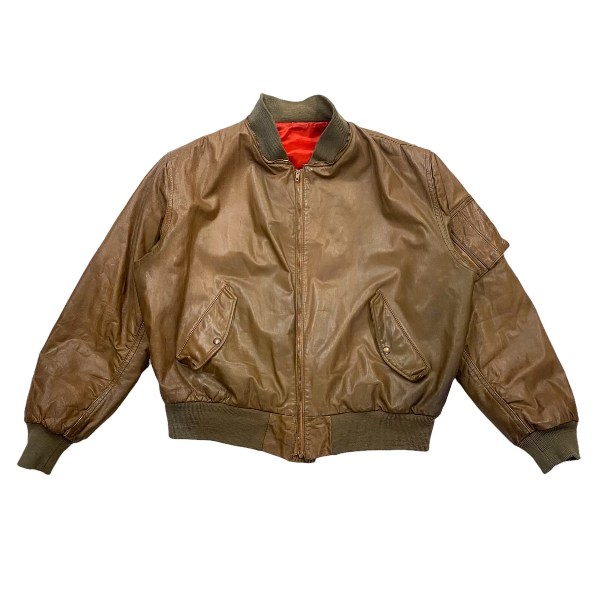 Emporio Armani Quilted Leather Bomber Jacket | Vintage Luxury Designer  Brown VTG