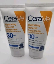 (2-Pack) CeraVe Hydrating Mineral Sunscreen -Broad/Spec SPF 30 - 2.5FL Oz