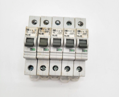 5 Piece Lot Cutler-Hammer	SPCL1C04 Circuit Breaker 4 Amp 277 VAC 1 Pole DIN Rail