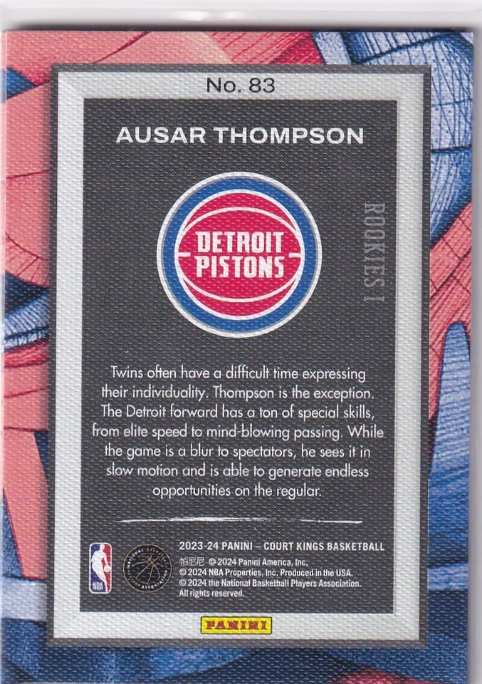 Panini 2023-24 Court Kings NBA No. 83 Ausar Thompson Rookie - Image 2 of 2