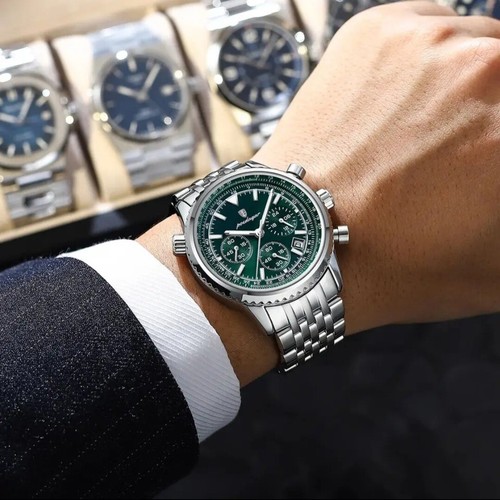 Herren Armbanduhr Luxus Militäruhr Chronograph Edelstahl Sportuhr Männer Uhr - Bild 5 von 12