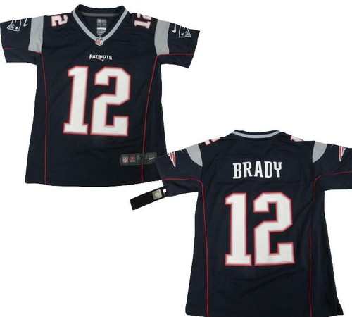 New Tom Brady #12 New England Patriots YOUTH Sizes M-L-XL Blue Nike Jersey - Picture 1 of 10