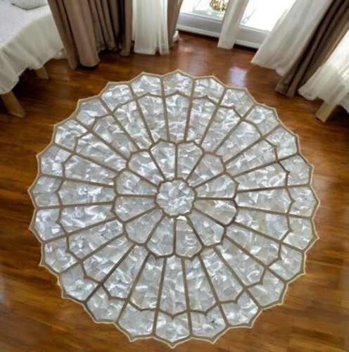 24" Mother Of Pearl Coffee & Tea Table Floral Inlay Modern Home Furniture Decors - Picture 5 of 8