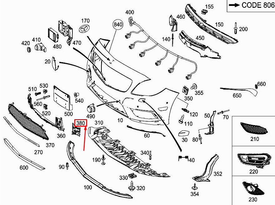 Cache pare-chocs avant gauche d'origine Mercedes-Benz Cla Coupé C117 A1178850123