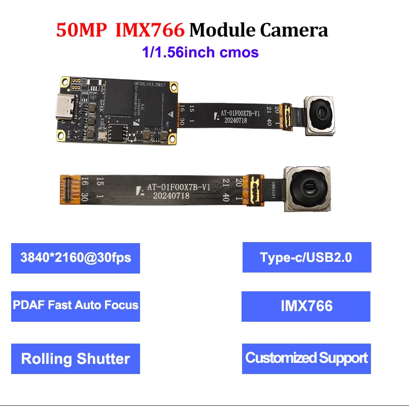 50MP IMX766 CMOS USB Kamera Modul PDAF Autofokus AF/FF 8160x6120 UVC Webcam FPC