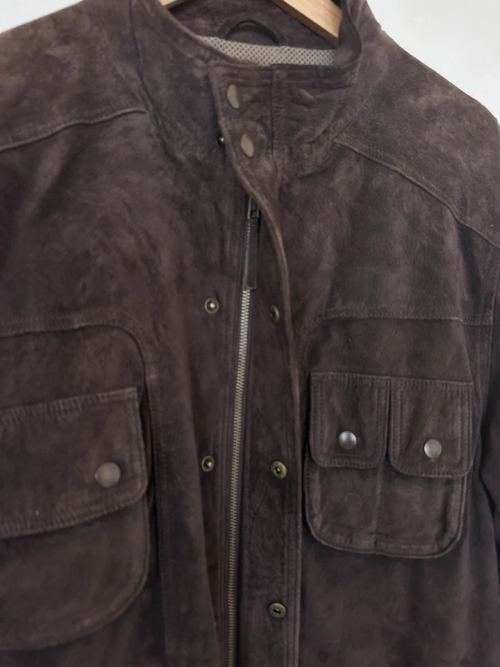 ORVIS Mens Vintage 100% Leather Suede Jacket / Coat  Chocolate Brown Size L - Image 3 of 4