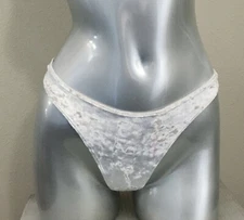 Victorias Secret PINK Crushed Velvet Thong Panty Vanilla Bean XL Nwt