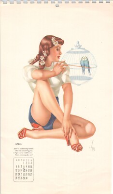 Original Vintage April 1942 VARGAS Pinup Calendar Girl