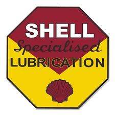 SHELL SPECIALISED LUBRICATION 28" HEAVY DUTY USA MADE METAL GAS ADVERTISING SIGN