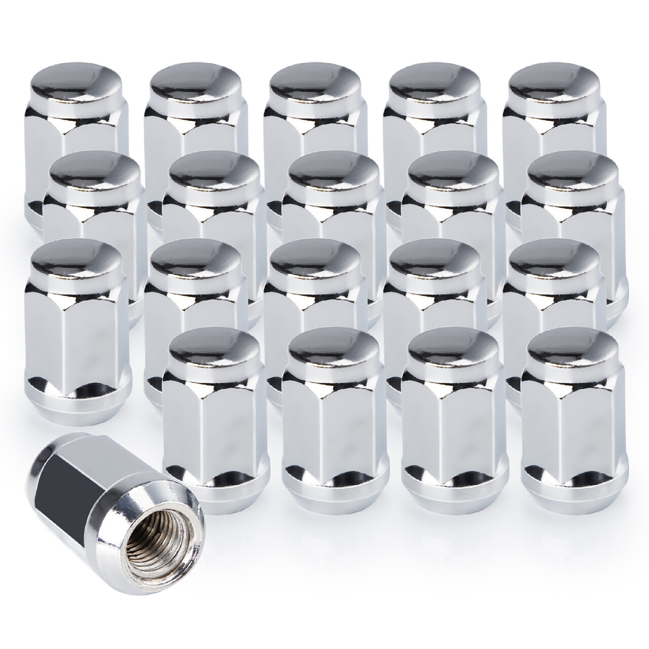 12x1.5 19mm Hex Chrome Factory Style Hubcap Wheel Cover Lug Nuts 20PCS