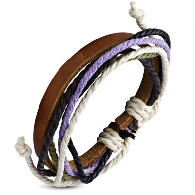 unisex Lederarmband Multi Color Wrap Seil  verstellbar  e-FWB154