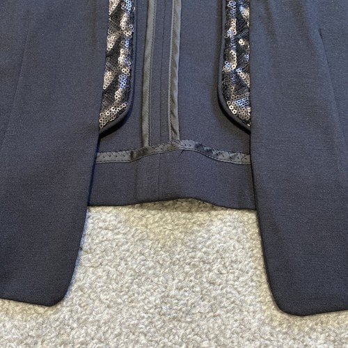 Lane Bryant 20 Black Sequins Jacket Cropped Knit Open Front Long Slv Stretch NEW - Picture 4 of 10