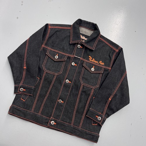 VTG 90s Platinum Nova Jeans Fubu Hip Hop Denim Trucker Jacket Youth Size XL 8-9 - Picture 2 of 11