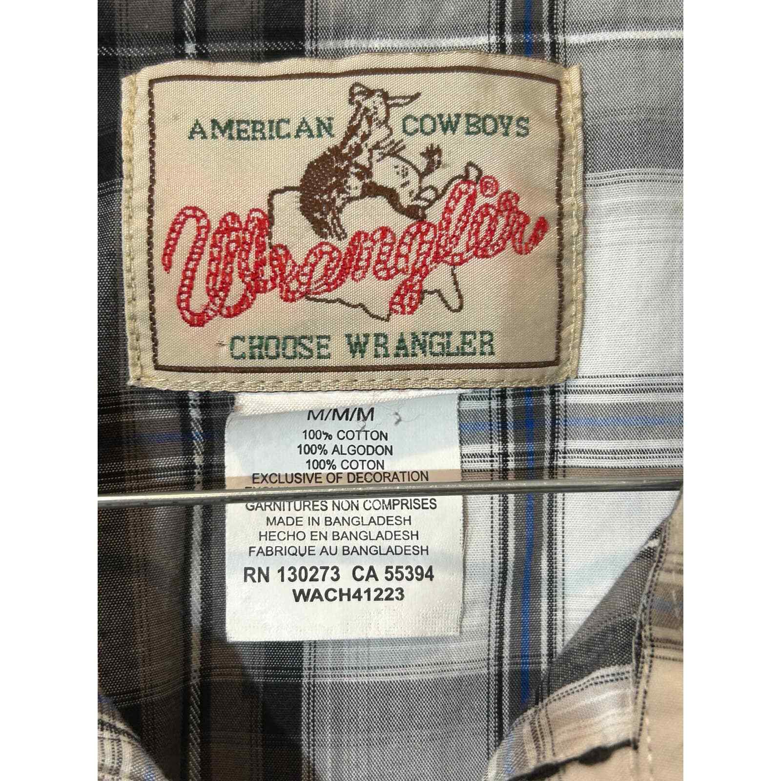 Wrangler Vintage Pearl Snap Button Cowboy Shirt size M - Gem