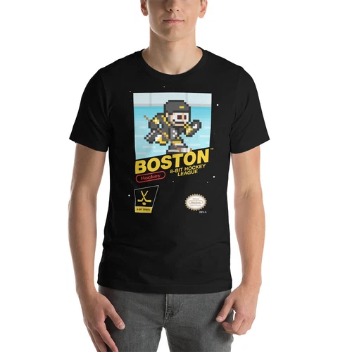 Boston Bruins Hockey Team Jersey 8-bit Retro NES Nintendo Vintage T-Shirt