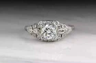 Antique Art Deco Style 2CT Lab Created Diamond Engagement 14k White Gold FN Ring