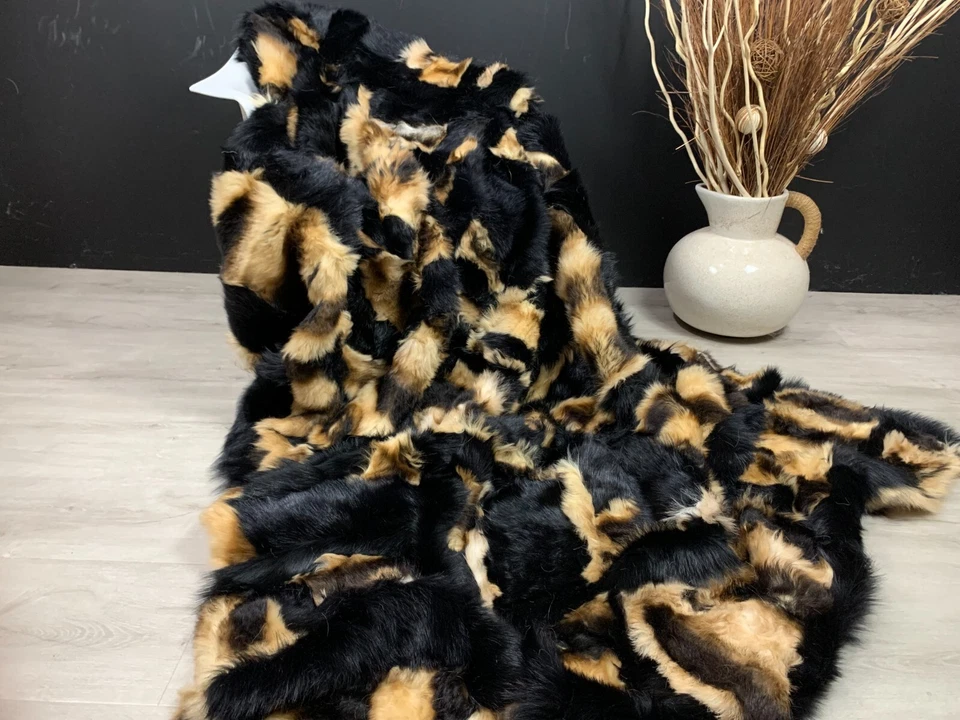 Natural Real Sheepskin Couch Bed Throw Bedspread Home Decor Accent  76in x 60in - Image 2 of 4