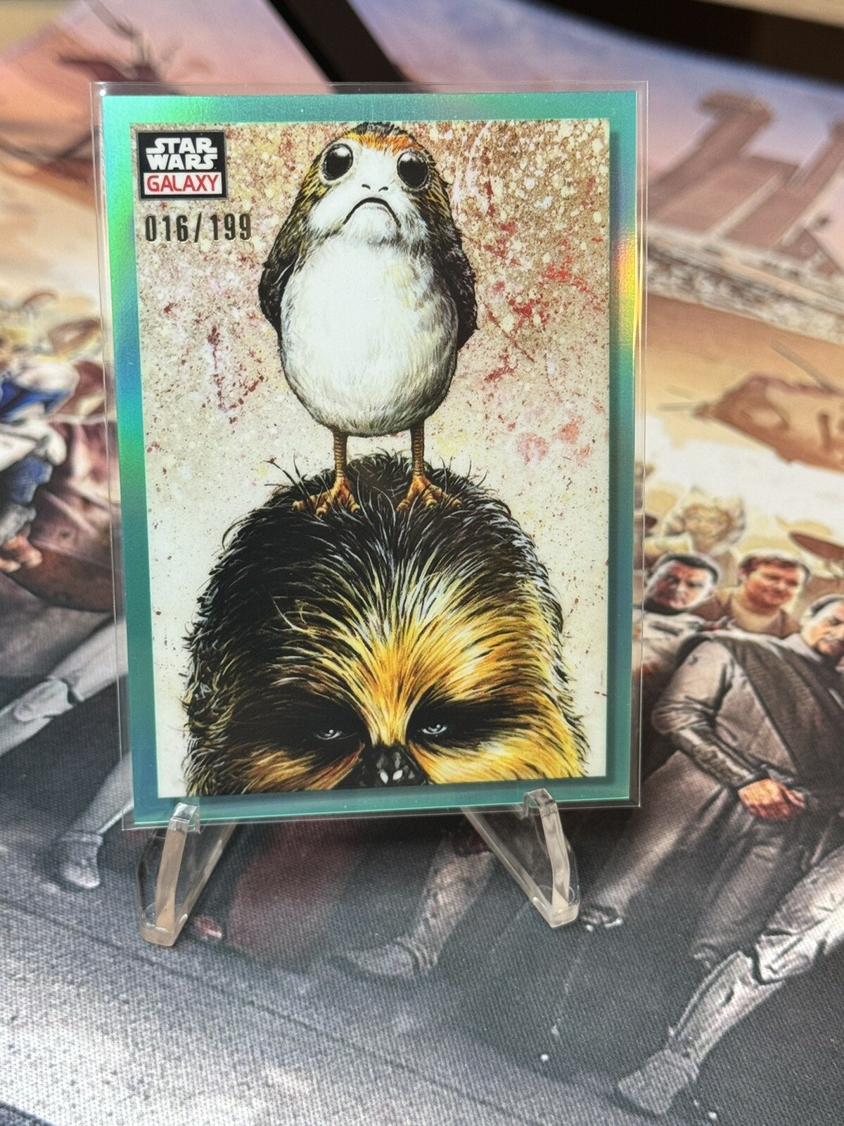 2023 TOPPS CHROME STAR WARS GALAXY AQUA /199 ODD COUPLE AHCH-TO CHEWBACCA