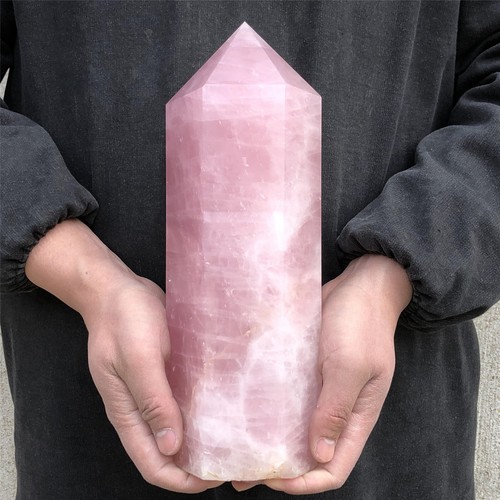 9.46LB Natural Rose Quartz Crystal Obelisk Wand Point Cystal Reiki Tower Heal - Picture 7 of 16