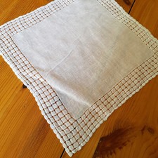 altes Stofftaschentuch Taschentuch wei&szlig; Stickerei Vintage 5